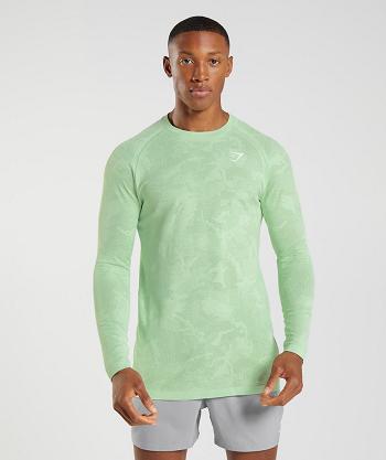 Gymshark Geo Seamless Long Sleeve Herr Gröna Gröna | SE 3639DFM